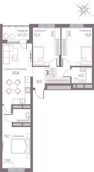 3-к квартира, вторичка, 80м2, 5/20 этаж