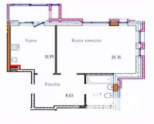1-к квартира, вторичка, 45м2, 3/4 этаж