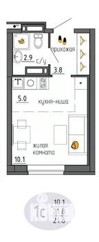 Студия квартира, вторичка, 22м2, 20/25 этаж
