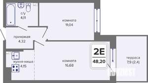 2-к квартира, вторичка, 48м2, 1/14 этаж