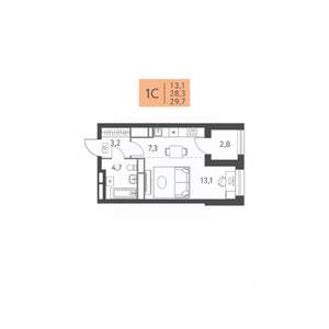 1-к квартира, строящийся дом, 30м2, 3/22 этаж