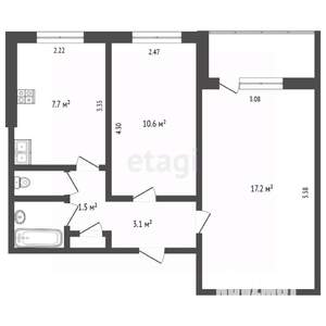 2-к квартира, вторичка, 46м2, 3/9 этаж