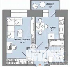 1-к квартира, вторичка, 34м2, 5/15 этаж