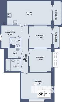 3-к квартира, вторичка, 85м2, 4/10 этаж