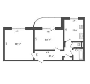 2-к квартира, вторичка, 55м2, 9/10 этаж
