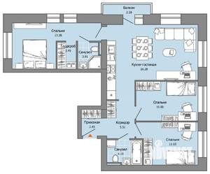 3-к квартира, вторичка, 81м2, 5/8 этаж
