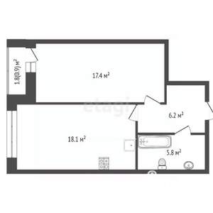 2-к квартира, сданный дом, 48м2, 6/25 этаж