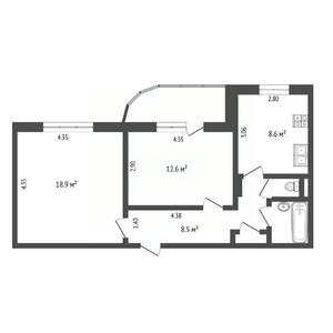 2-к квартира, вторичка, 55м2, 9/10 этаж