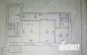 2-к квартира, вторичка, 61м2, 1/4 этаж