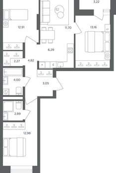 3-к квартира, вторичка, 76м2, 5/8 этаж