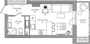 Студия квартира, вторичка, 27м2, 3/22 этаж