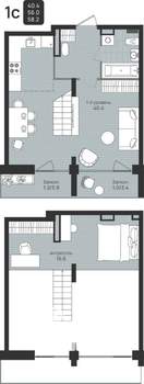 Студия квартира, вторичка, 58м2, 6/6 этаж