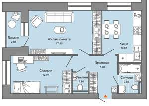 2-к квартира, вторичка, 56м2, 3/9 этаж