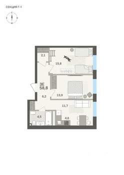 3-к квартира, вторичка, 59м2, 1/6 этаж