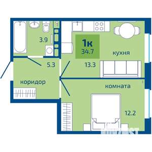 1-к квартира, вторичка, 35м2, 9/10 этаж
