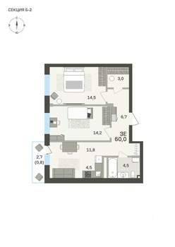 3-к квартира, вторичка, 60м2, 3/6 этаж