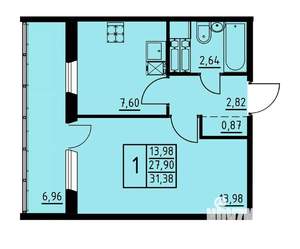 1-к квартира, вторичка, 31м2, 7/8 этаж