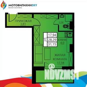 1-к квартира, вторичка, 31м2, 9/12 этаж