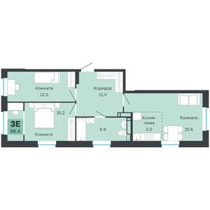 3-к квартира, вторичка, 67м2, 16/18 этаж