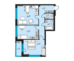 3-к квартира, вторичка, 67м2, 3/30 этаж