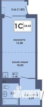 Студия квартира, вторичка, 34м2, 8/10 этаж