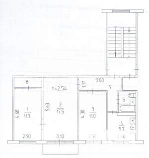 3-к квартира, вторичка, 56м2, 2/5 этаж