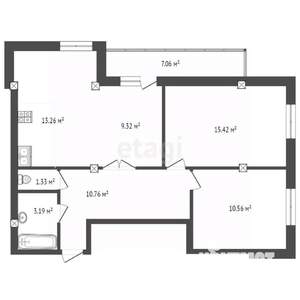 3-к квартира, вторичка, 63м2, 7/16 этаж