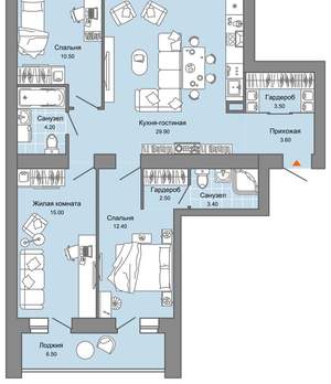 3-к квартира, вторичка, 88м2, 6/7 этаж