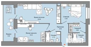 2-к квартира, вторичка, 72м2, 3/8 этаж