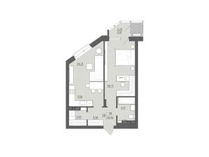 2-к квартира, строящийся дом, 51м2, 3/6 этаж