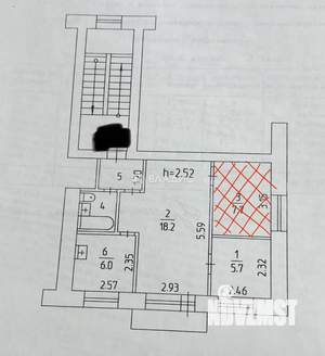 3-к квартира, вторичка, 44м2, 5/5 этаж