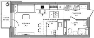Студия квартира, вторичка, 28м2, 7/9 этаж