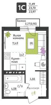 Студия квартира, вторичка, 24м2, 2/4 этаж