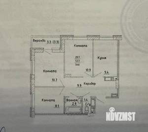 3-к квартира, вторичка, 53м2, 13/17 этаж