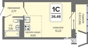 Студия квартира, вторичка, 26м2, 6/14 этаж