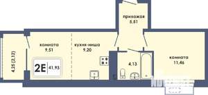 2-к квартира, вторичка, 42м2, 6/10 этаж
