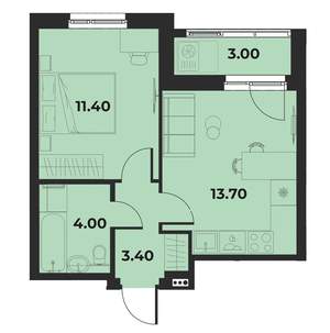 1-к квартира, вторичка, 34м2, 2/15 этаж