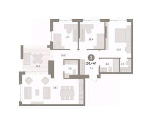 3-к квартира, вторичка, 103м2, 16/16 этаж