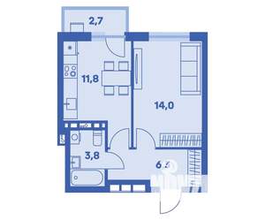 1-к квартира, вторичка, 37м2, 6/9 этаж