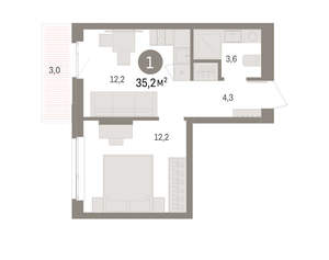 1-к квартира, вторичка, 35м2, 2/11 этаж
