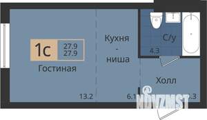 Студия квартира, вторичка, 28м2, 2/4 этаж