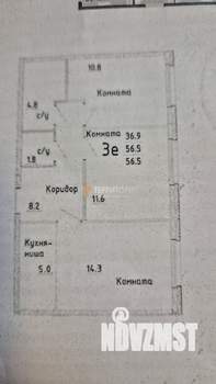 2-к квартира, сданный дом, 57м2, 16/19 этаж