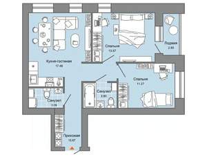 2-к квартира, вторичка, 61м2, 3/8 этаж