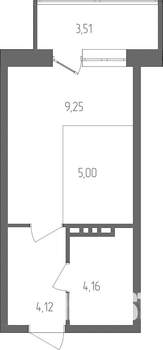 1-к квартира, строящийся дом, 24м2, 3/4 этаж
