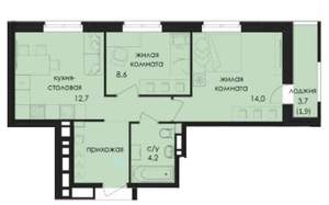 2-к квартира, вторичка, 47м2, 6/9 этаж