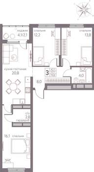 3-к квартира, вторичка, 80м2, 11/20 этаж