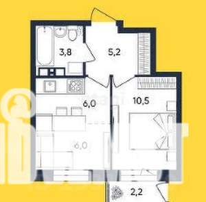 2-к квартира, вторичка, 36м2, 7/9 этаж