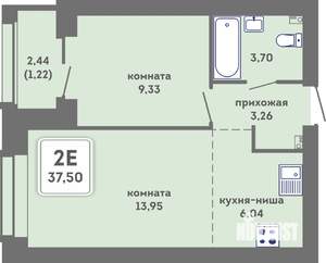2-к квартира, вторичка, 38м2, 4/7 этаж