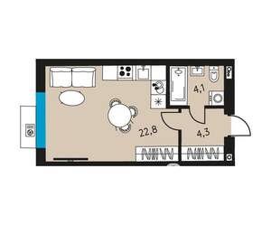 1-к квартира, вторичка, 31м2, 23/30 этаж