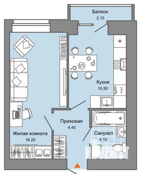 1-к квартира, вторичка, 36м2, 8/8 этаж